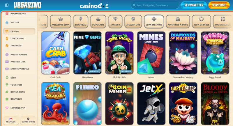 Mini Jeux Vegasino