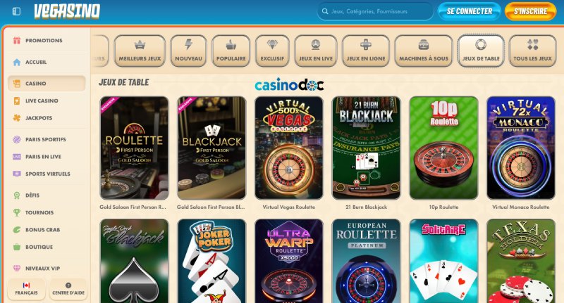 Tables Vegasino