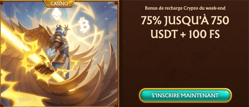 Bonus de recharge Crypto du week-end sur le casino Amunra