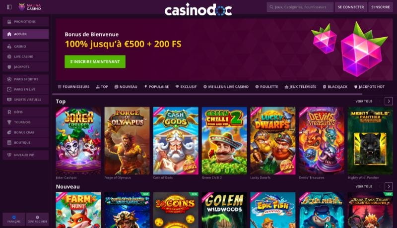 accueil malina casino