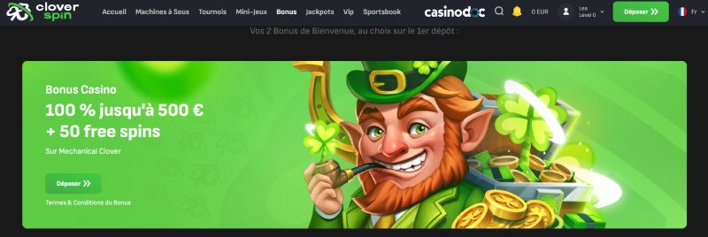 bonus de bienvenue cloverspin