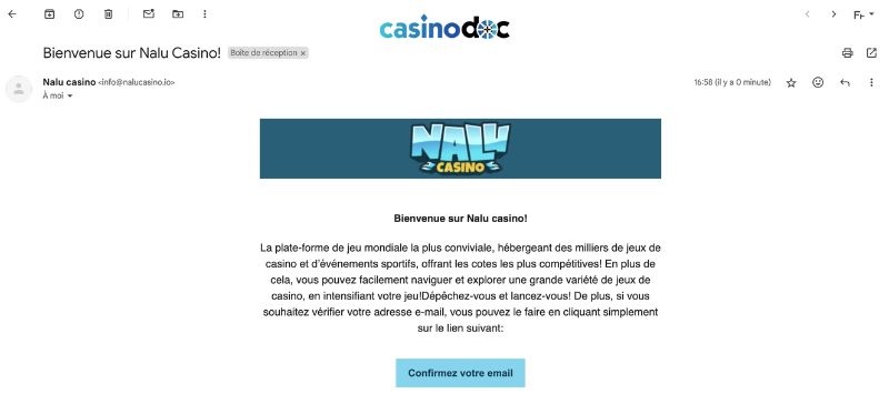 mail confirmation Nalu Casino