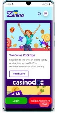 zinkra casino sur mobile android