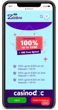 zinkra casino sur mobile ios
