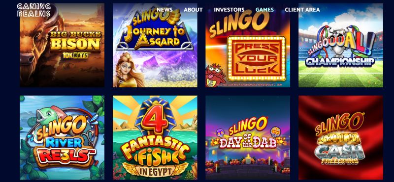 page accueil gaming realms