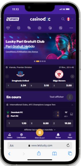 Version mobile sur Let's Lucky