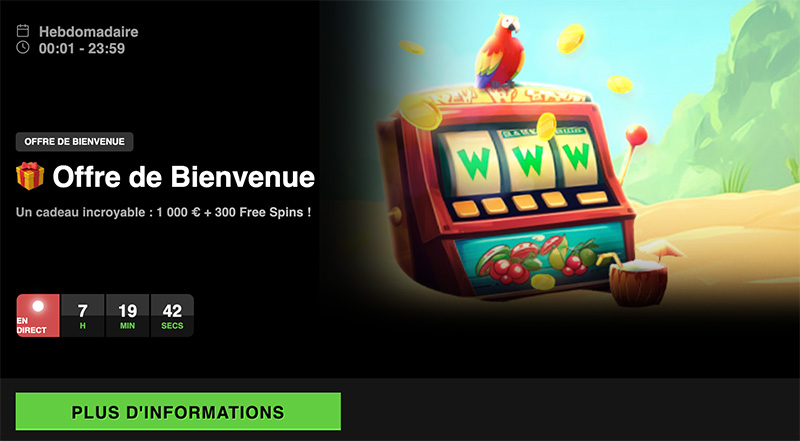 offre de bienvenue winoui 1000 euros et 300 free spins