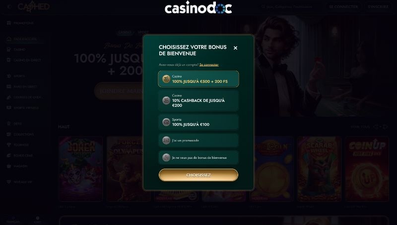 choix bonus cashed casino