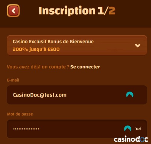 inscription etape 3 tiki casino