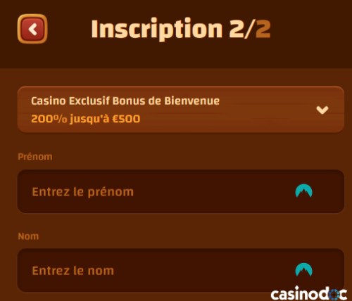 inscription etape 4 tiki casino
