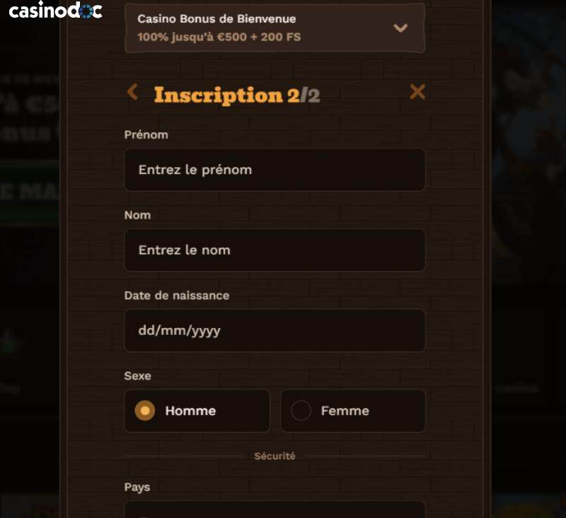 inscription etape 5 fatcasino