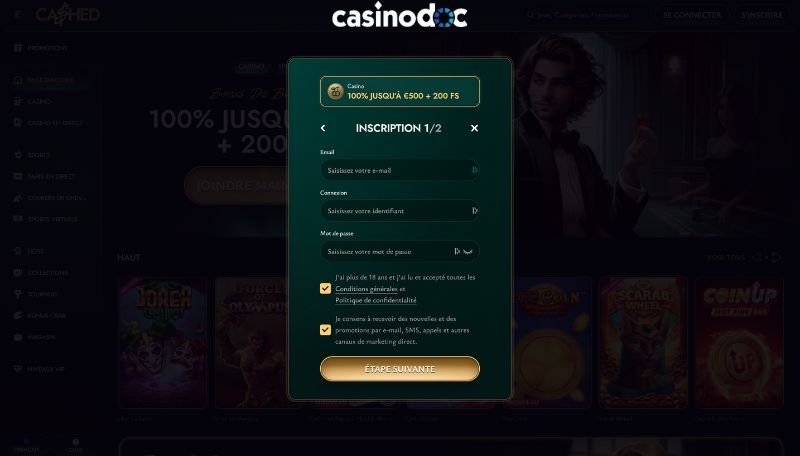 formulaires cashed casino