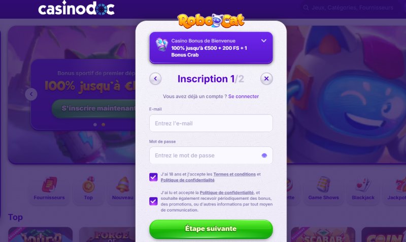 inscription etape 4 robocat
