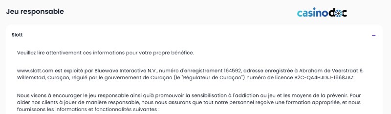 jeu responsable slott casino