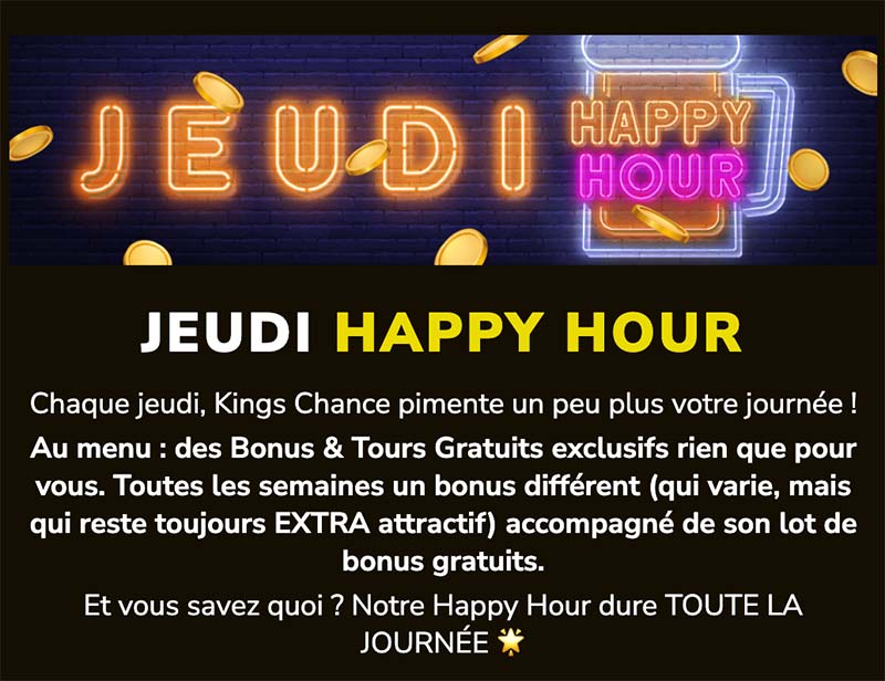 jeudi happy hour sur king chance