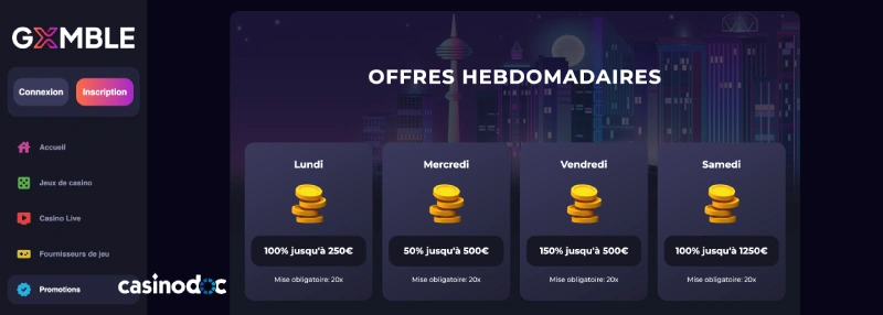 Autres promotions sur Gxmble Casino