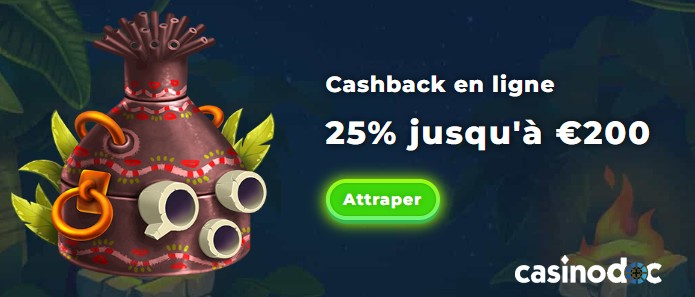 Cashback en ligne de 25% sur Wazamba