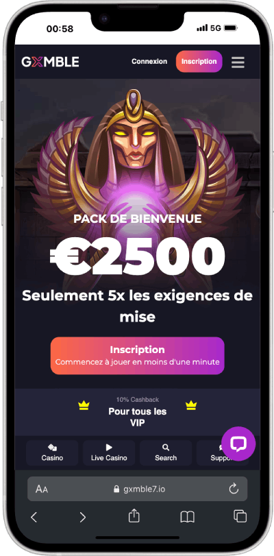 Gxmble Casino sur Mobile