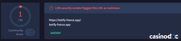 scan virustotal site betify frauduleux