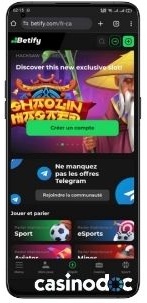 betify sur navigateur mobile