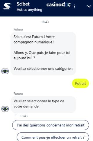 live chat sur scibet