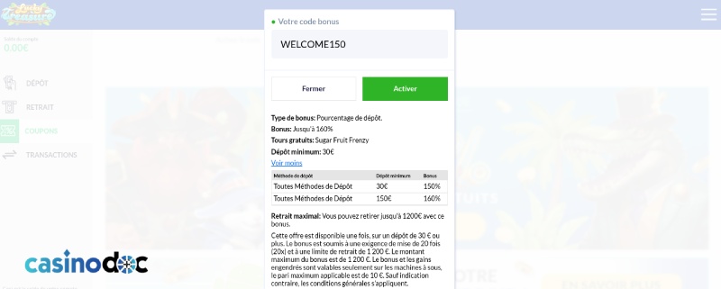 Deuxième offre Lucky Treasure bonus