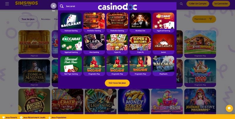 baccarat simsinos casino