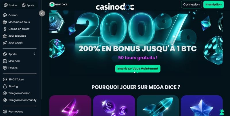 bonus de bienvenue mega dice casino