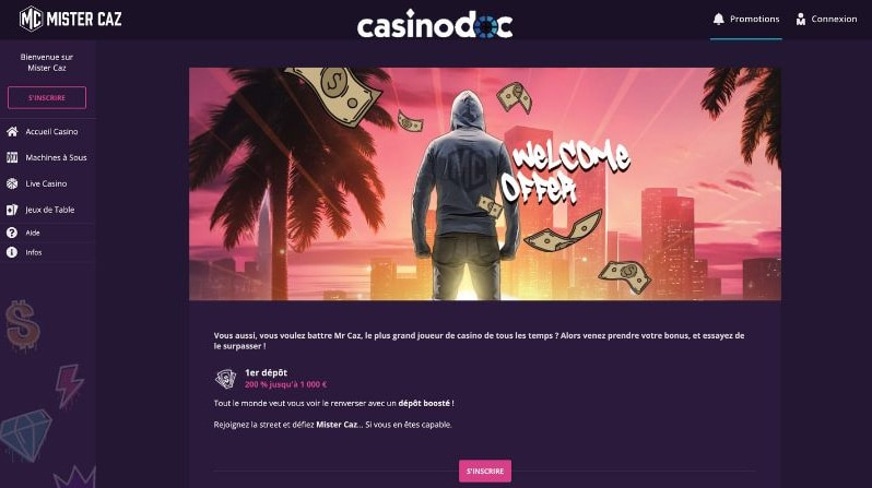 bonus de bienvenue mister caz casino