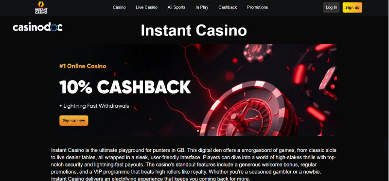 bonus cashback instant casino
