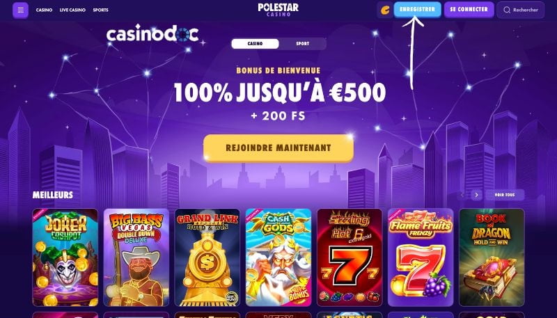 inscription polestar casino étape 1