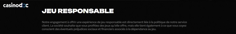 jeu responsable sur Spinsy
