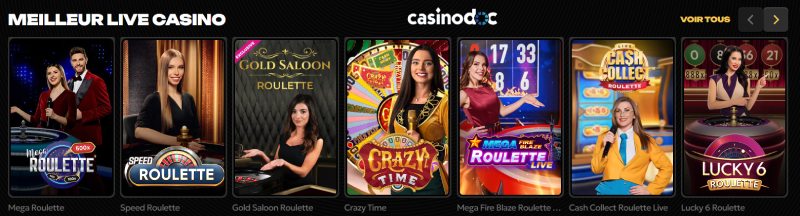 les jeux live sur spinsy casino