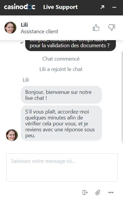 live chat sur Spinsy