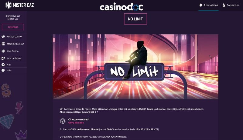 bonus no limit mister caz casino