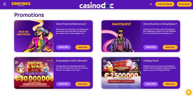 promotions simsinos casino