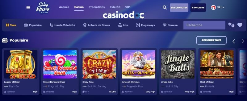 machines à sous shiny wilds casino