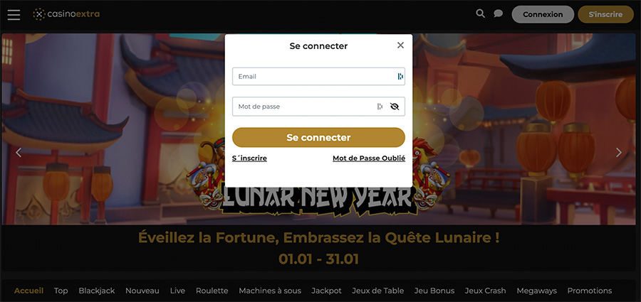 Formulaire de connexion Casino Extra