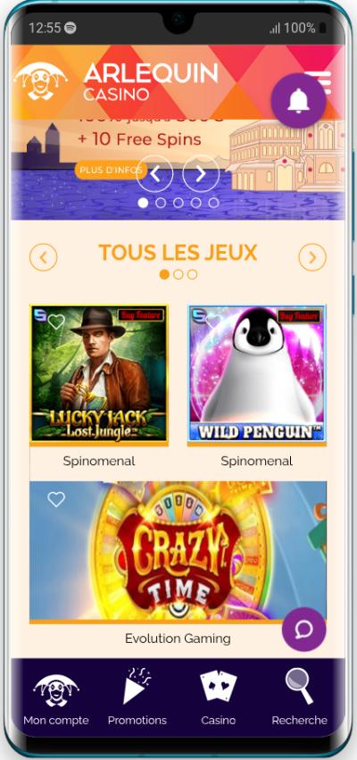 Arlequin Casino sur Android