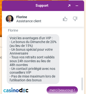 Chat avec le support Arlequin Casino