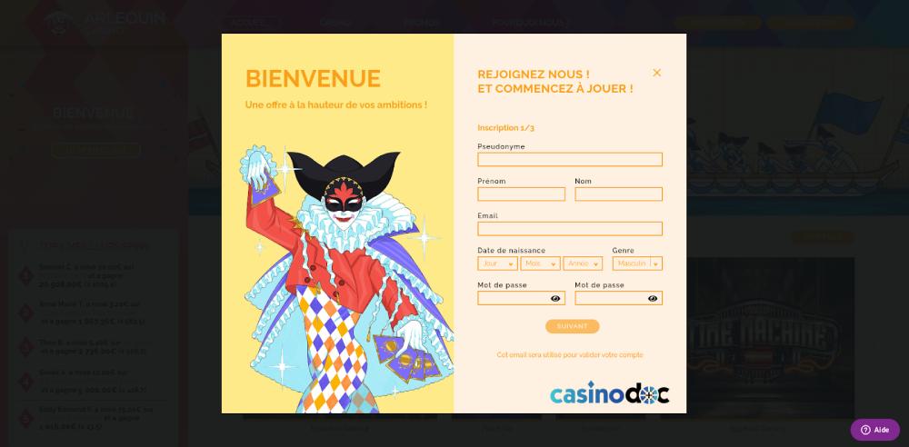 Inscription Arlequin 2