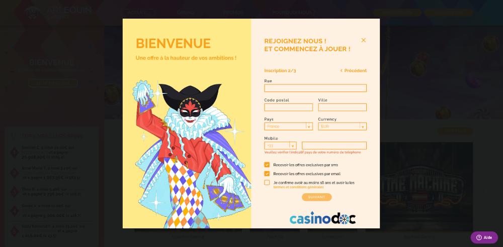 Inscription Arlequin 3