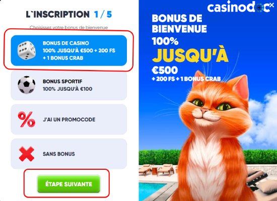 Inscription Casino Cazimbo 2