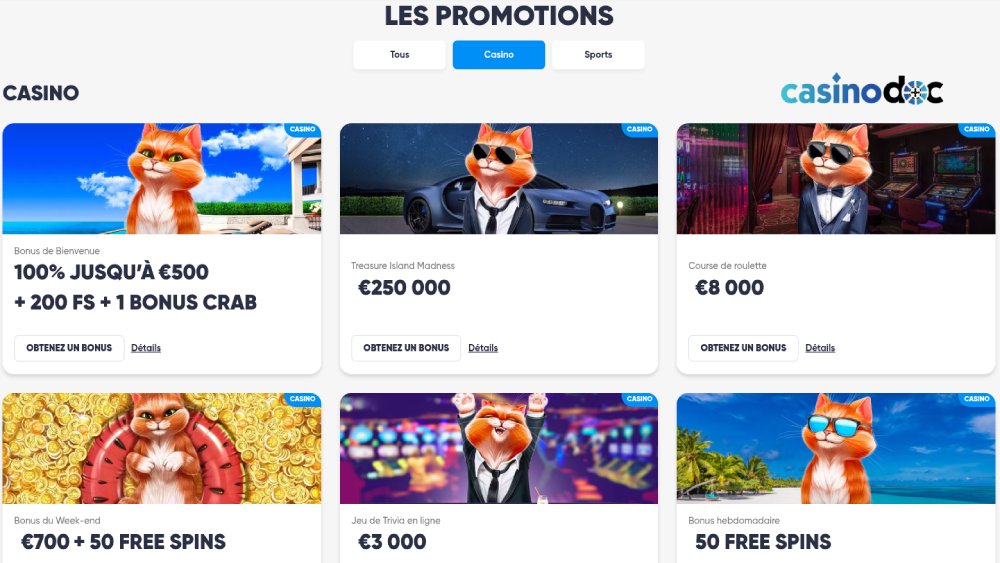 Les promotions sur Cazimbo Casino