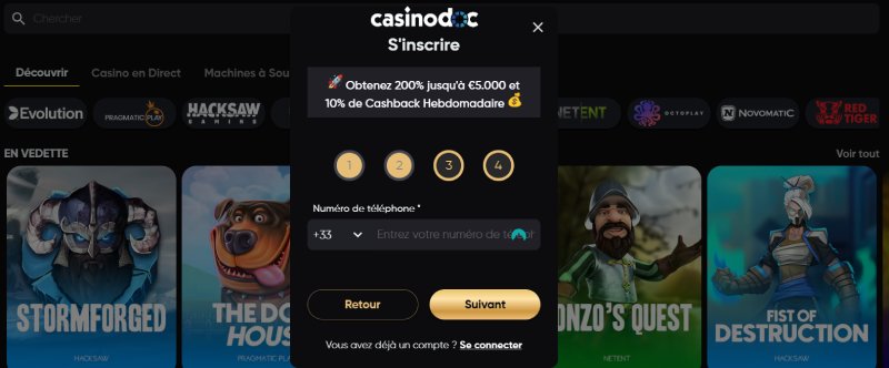Inscription étape 4 Golden Panda Casino