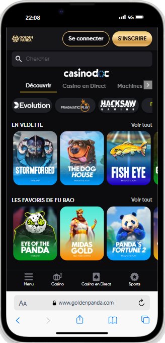 Interface mobile Golden Panda