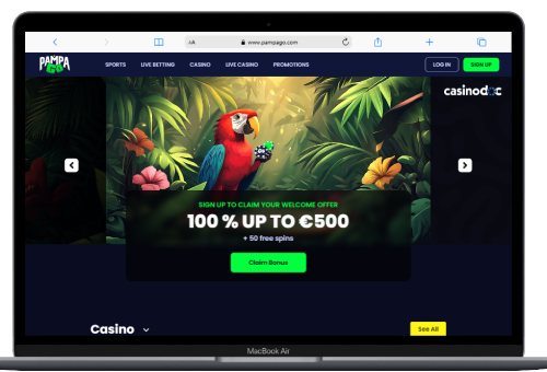 Interface ordinateur du casino PampaGo