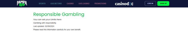 Jeu responsable sur le casino PampaGo