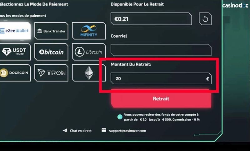 retrait étape 4 casinozer