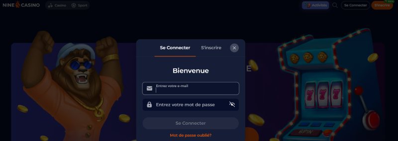 Connexion au compte Nine Casino pour retrait